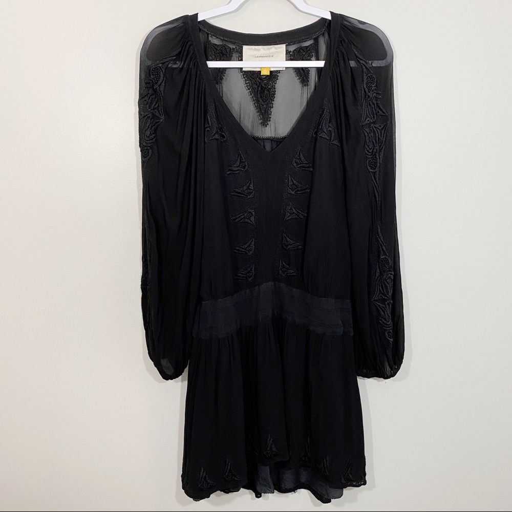 Anthropologie Leifsdottir Black Lined Dress Lace 4